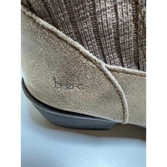 B.O.C. Women’s Ankle Heeled Sweater Boots 9 M Beige Side Zip Boho - Picture 2 of 8